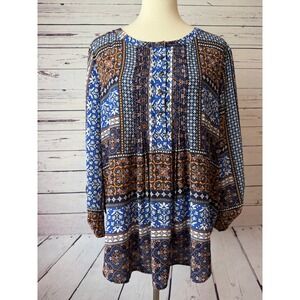 Daniel Rainn Bilson Top Plus Size XXL 2XL Paisley Floral Blouse Boho Peasant NWT